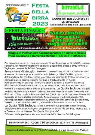 CANNSTATTER VOLKSFEST 2023 Viaggi di gruppo