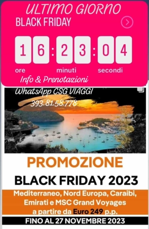 Ultime Ora Black Friday MSC CROCIERE Blak Friday