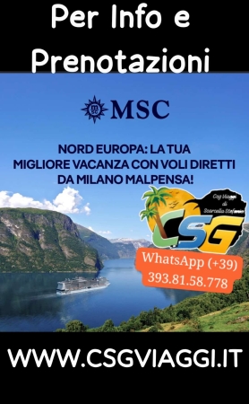 MSC Nord Europa voli diretti da MXP Crociere